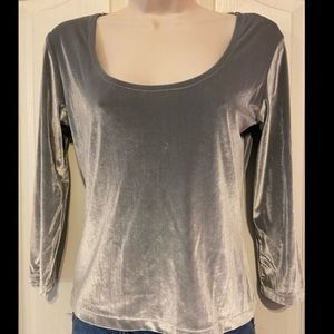 Silver Boat Neck Long Sleeve Shirt